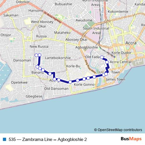 535 bus Line Map
