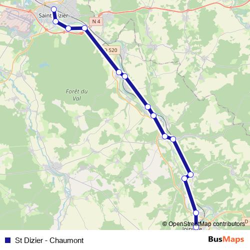 St Dizier - Chaumont bus Line Map