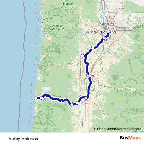 Valley Retriever bus Line Map