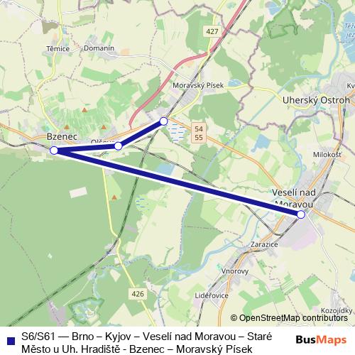 S6/S61 rail Line Map