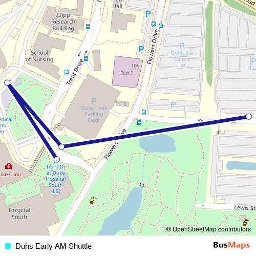Duhs Early AM Shuttle bus Line Map