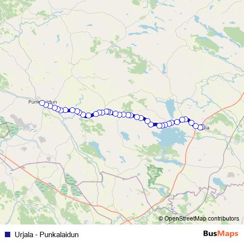 Urjala - Punkalaidun bus Line Map