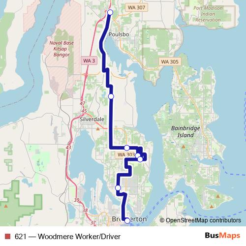 621 bus Line Map