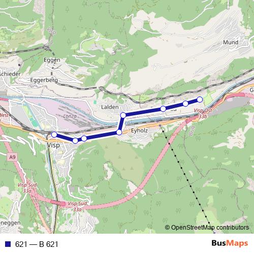 621 bus Line Map