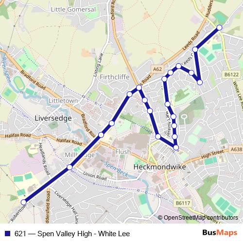 621 bus Line Map