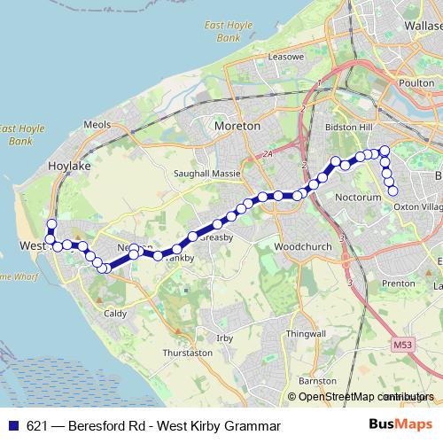 621 bus Line Map