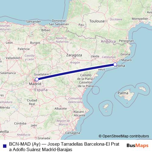 BCN-MAD (Ay) air Line Map