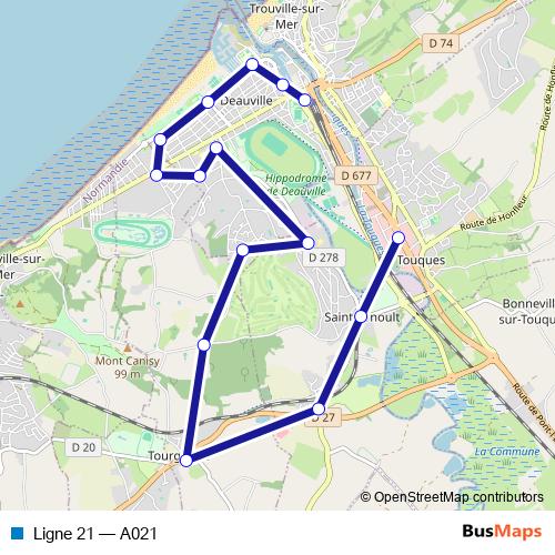 Ligne 21 bus Line Map