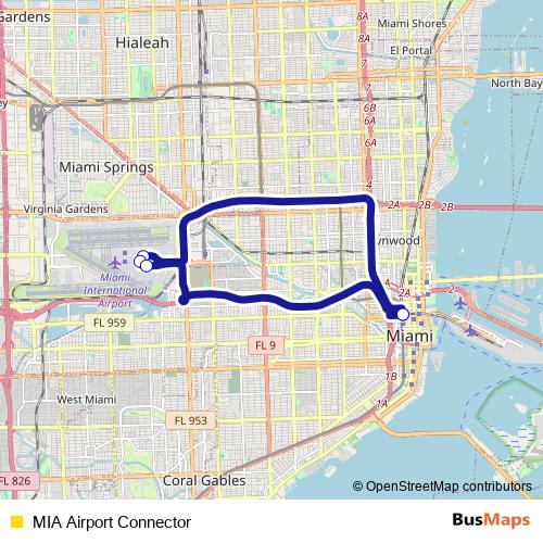 MIA Airport Connector bus Line Map