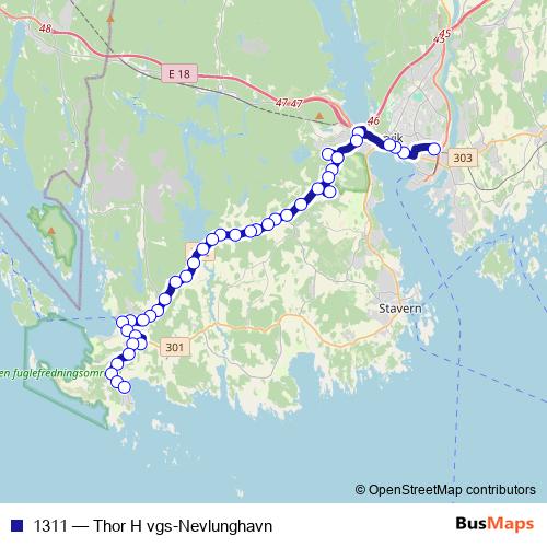 1311 bus Line Map