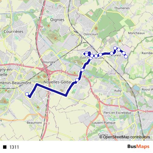 1311 bus Line Map