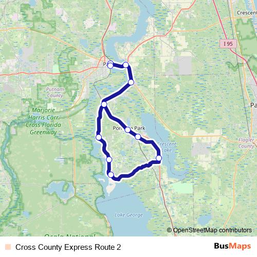 Cross County Express Route 2 bus Line Map