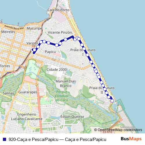 920-Caça e Pesca/Papicu bus Line Map