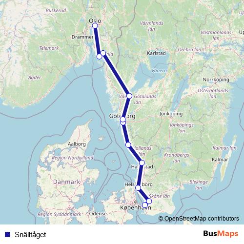 Snälltåget rail Line Map