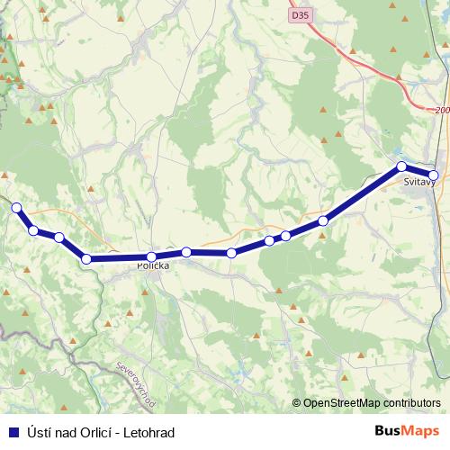 Ústí nad Orlicí - Letohrad rail Line Map