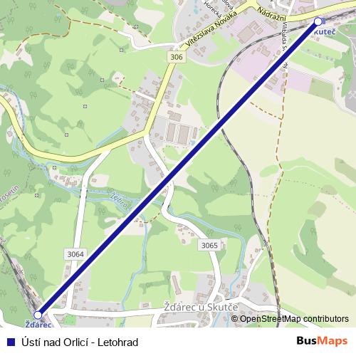 Ústí nad Orlicí - Letohrad rail Line Map