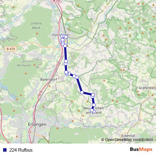 224 Rufbus bus Line Map