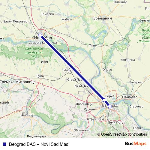 Beograd BAS – Novi Sad Mas bus Line Map