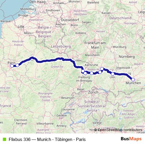 Flixbus 336 bus Line Map