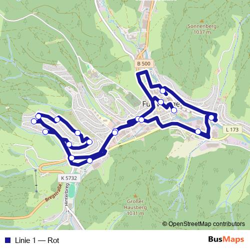 Linie 1 bus Line Map