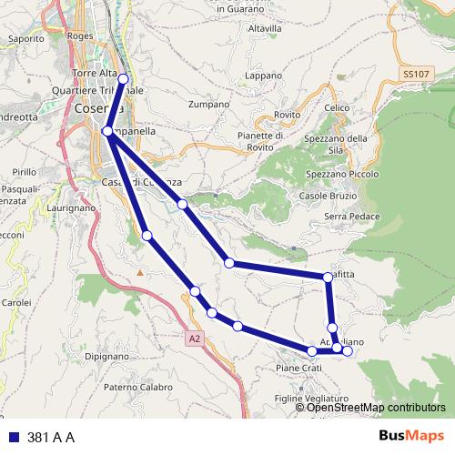381 A A bus Line Map