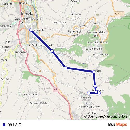 381 A R bus Line Map