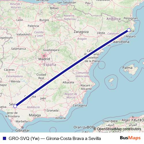 GRO-SVQ (Yw) air Line Map