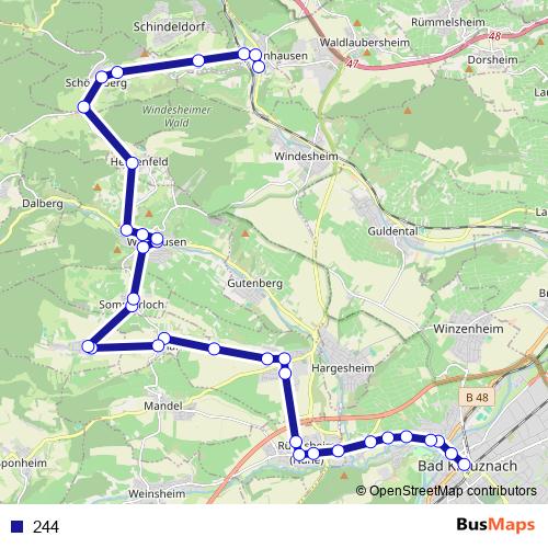 244 bus Line Map