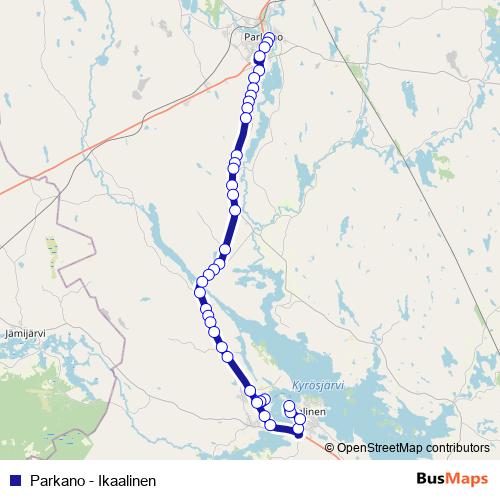 Parkano - Ikaalinen bus Line Map