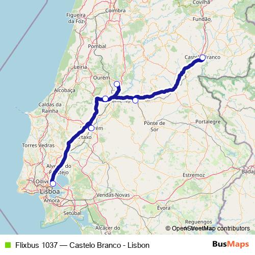 Flixbus 1037 bus Line Map