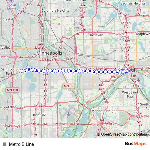 Metro B Line bus Line Map