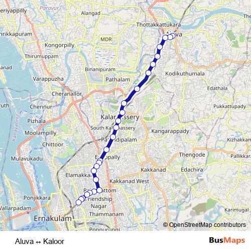 Aluva ↔ Kaloor bus Line Map