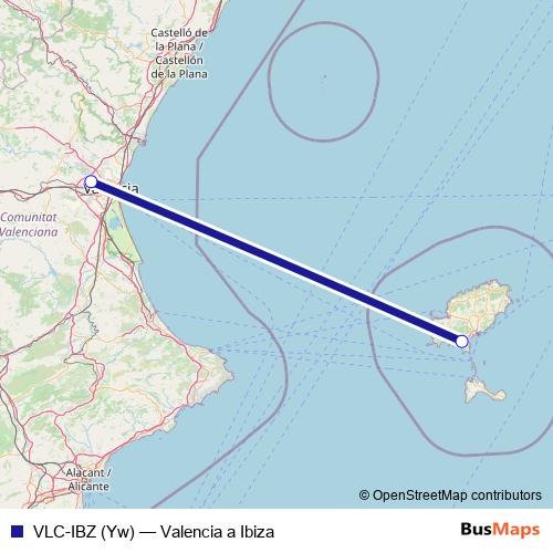 VLC-IBZ (Yw) air Line Map