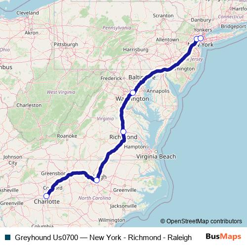 Greyhound Us0700 bus Line Map