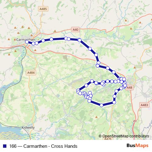 166 bus Line Map