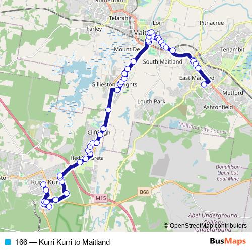 166 bus Line Map