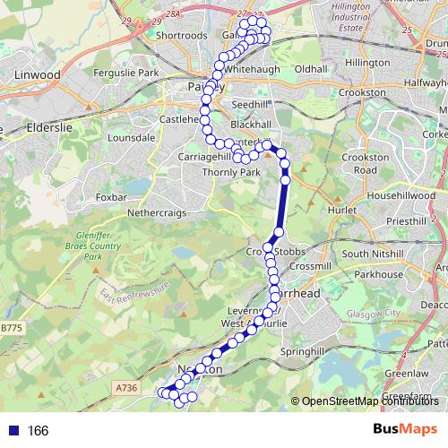 166 bus Line Map