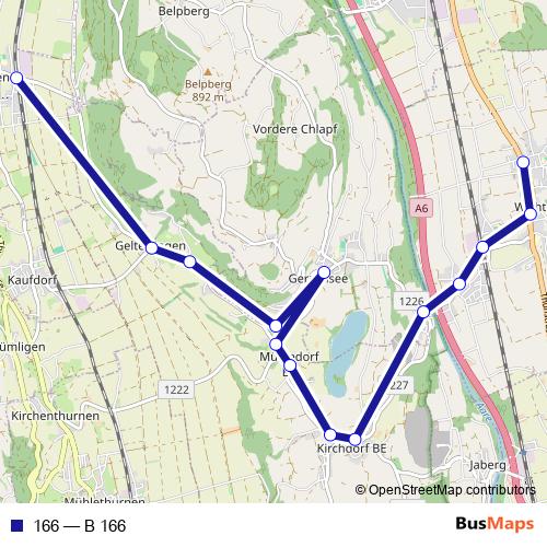 166 bus Line Map