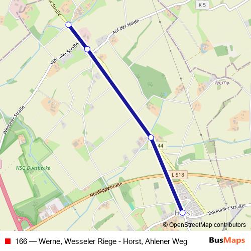 166 bus Line Map