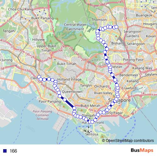 166 bus Line Map