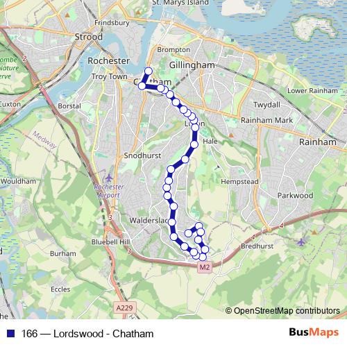 166 bus Line Map