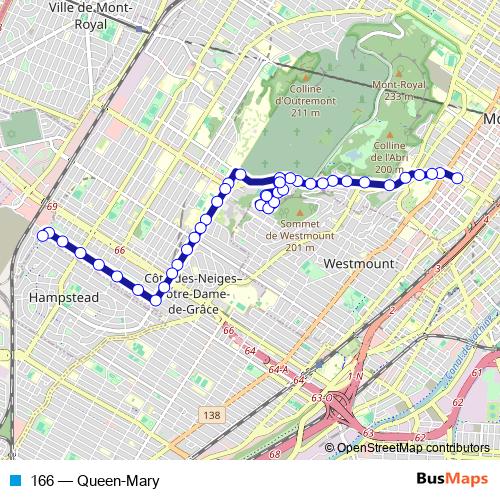 166 bus Line Map