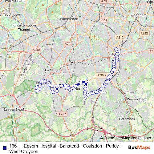 166 bus Line Map