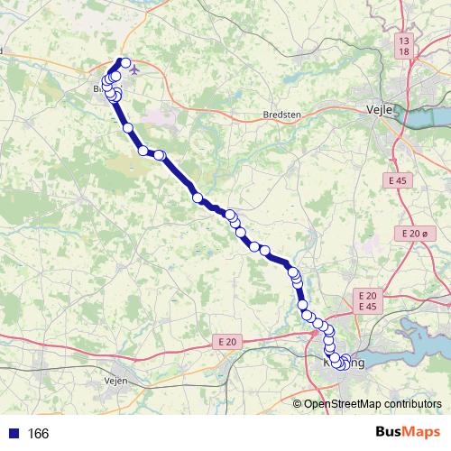 166 bus Line Map
