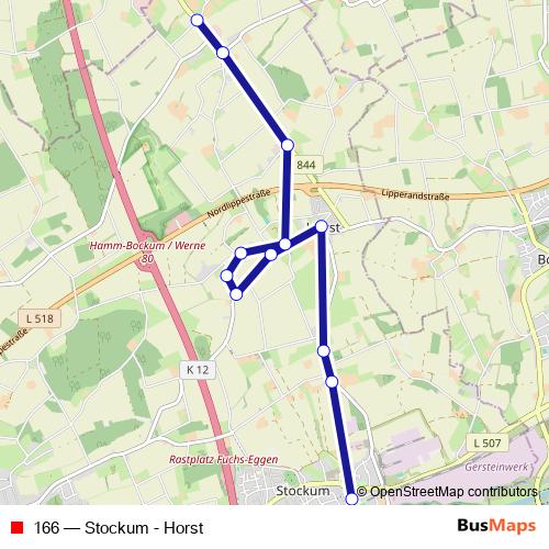 166 bus Line Map