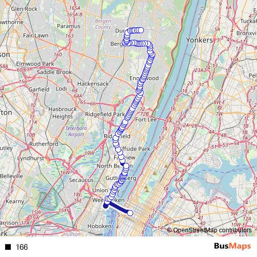 166 bus Line Map