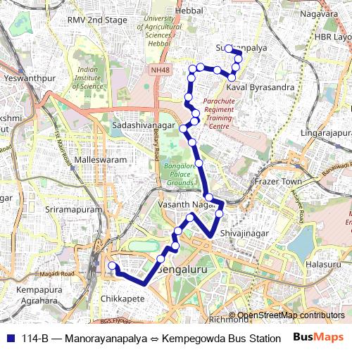 114-B bus Line Map