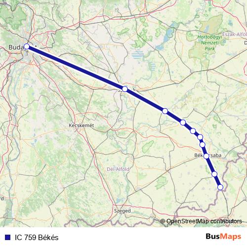 IC 759 Békés rail Line Map