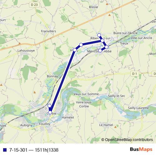 7-15-301 bus Line Map