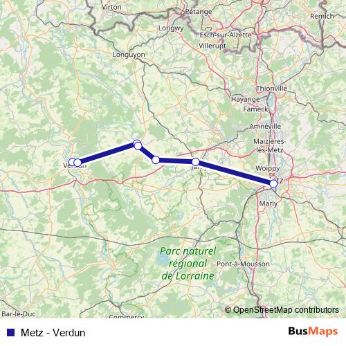 Metz - Verdun bus Line Map